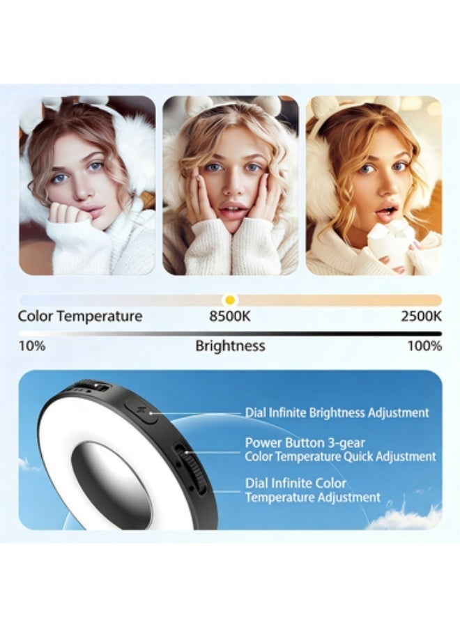 اوليو ضوء سيلفي مغناطيسي متعدد الاستخدامات، متوفر بثلاثة ألوان. ضوء سيلفي محمول، مناسب لأجهزة آيفون، والكاميرات، وأجهزة الكمبيوتر، وأجهزة الكمبيوتر المحمولة، وتيك توك، وأدوات التجميل، ومكالمات الفيديو، وتصوير الفيديو، وأجهزة التدوين. أسود. - Image 2